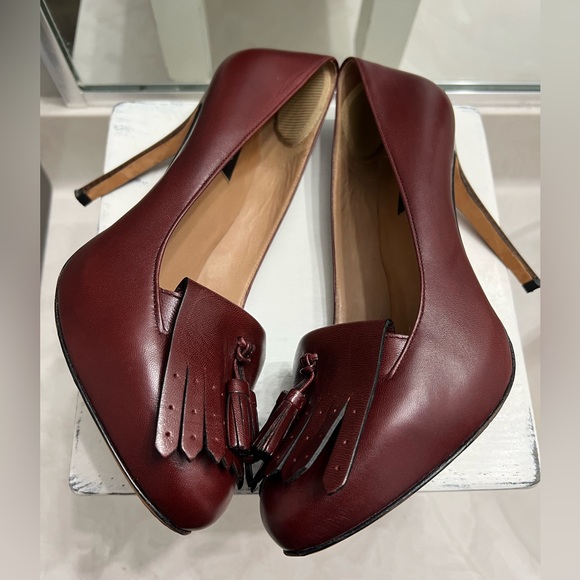 Ann Taylor Burgundy Leather Heels Size 8 - Picture 4 of 15